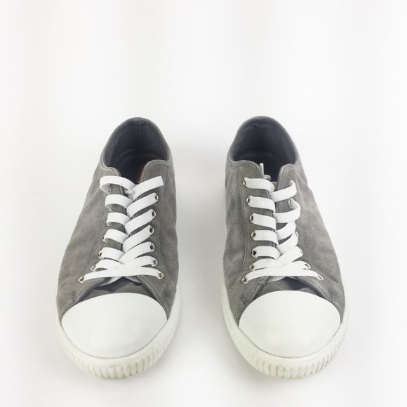 Prada Grey Suede Low Top Sneakers SZ 5.5 - Picture 4 of 7